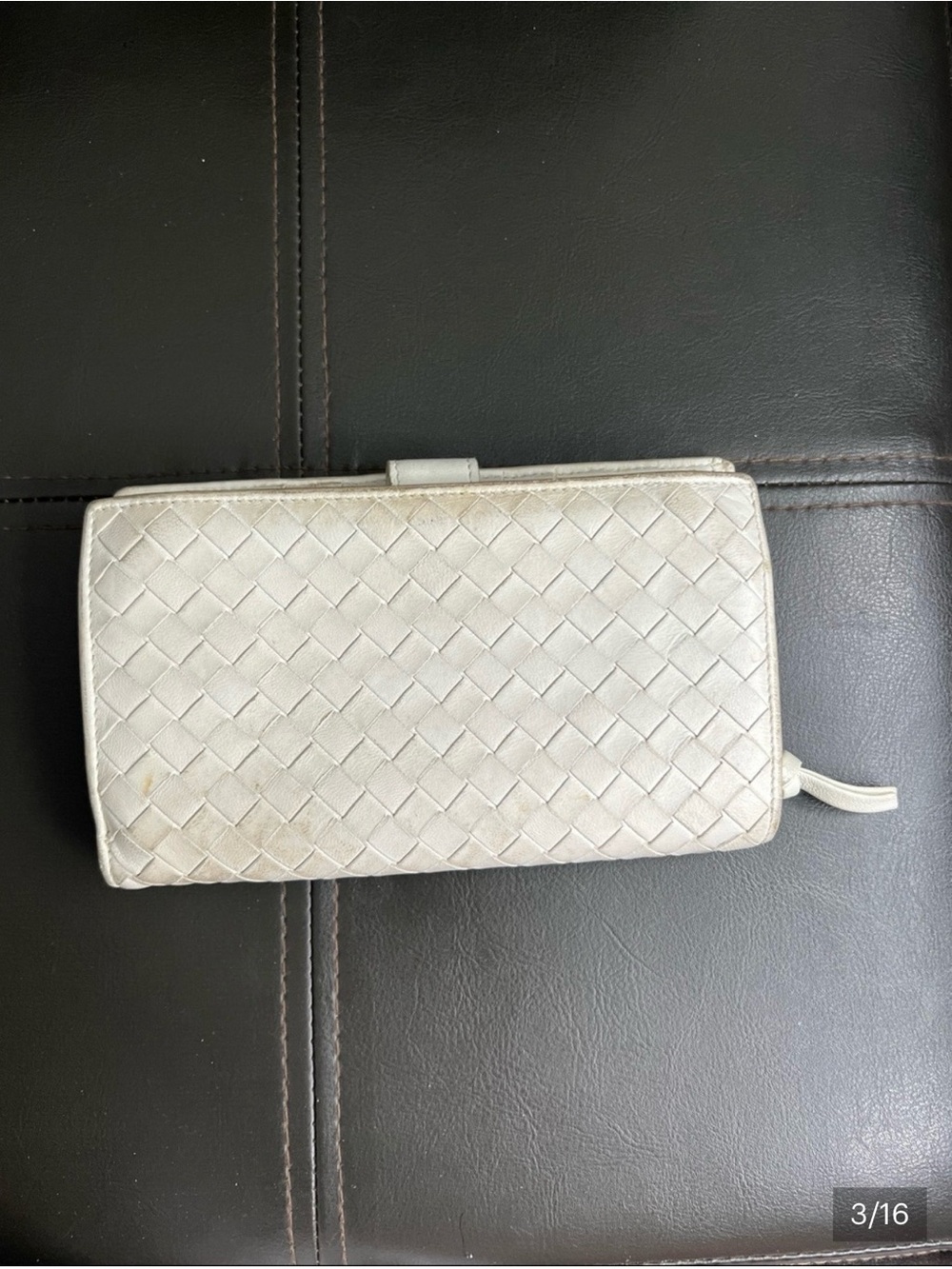 COA included- Bottega Veneta Intrecciato Leather Zip Wallet - Ivory